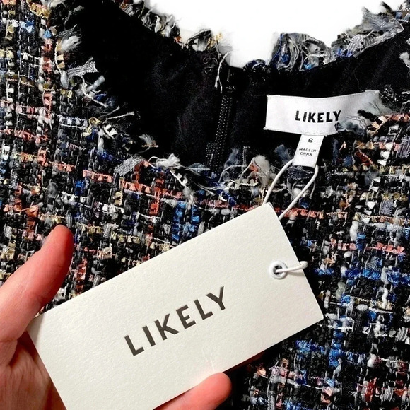 NWT Likely Revolve Alia Tweed Multi Pink Puff Sleeve Mini Dress Size 6 - Picture 4 of 6